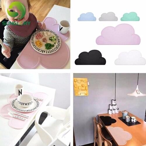 48*27CM Foodgrade Silicone Baby Placemat Waterproof Infant Table Bar Mat Kids Cloud Tiny Diner Plate Heat Resistant Feeding Pad