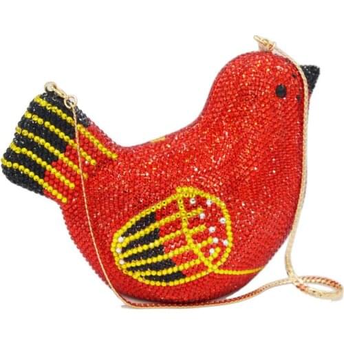 Red Crystal Bird Designer Evening Clutch Bags pochette Purse Ladies Pop boutique Bags Wedding Bridal Party Wristlets SC468