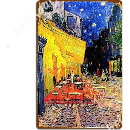 The Cafe Terrace On The Place Du Forum' By Vincent Van Gogh Metal Signs Custom Cinema Cinema Living Room Tin sign Posters