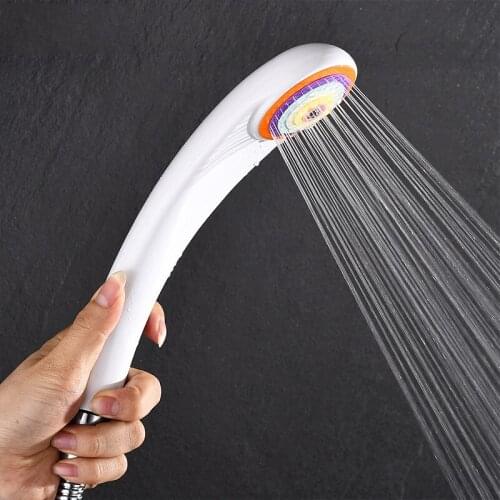 White ABS Plastic Bathroom Shower Head Handheld Shower Pressurized Shower Head Water Saving Wall Mounted Shower Head Nozzle