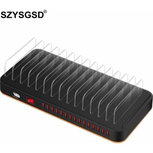 SZYSGSD Desktop USB Charger Multi 15 Ports Stand Docking 3A Intelligent Charging Stations for Smart Phone Tablet Notebook 100W
