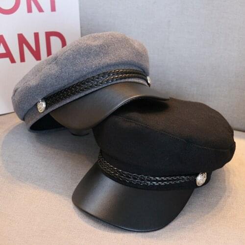 2021 New Fashion Trend Wool Beret Womens Autumn And Winter Trend Simple Atmosphere Octagonal Versatile Breathable Flat Top Hat