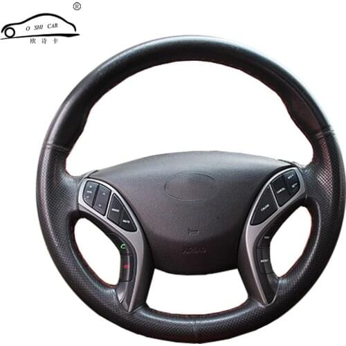 Artificial Leather car steering wheel braid for Hyundai Elantra 2011-2016 Avante i30 2012-2016/Custom made Steering cover