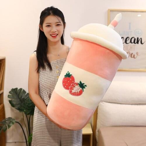 55/65/80CM Cartoon Fruit Tea cup Shaped Pillow Plush Toys Real Life Stuffed Soft Back Cushion Funny Dood Gifts for Kids Birthday