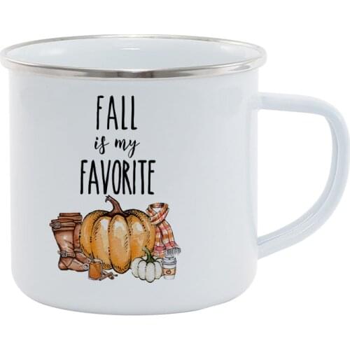 Stainless Steel Camping Coffee Mug Fall Decor Pumpkin Birthday Christmas Outdoors Pumpkin Everything Autumn Metal Enamel Campf