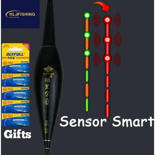 HLJFISHING Fishing Float Electric Floater Gravity Sensor Smart IC Build-in Fish Baits Antenna Change Color LED Luminous Float