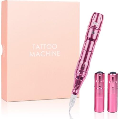 Pink/Silver Professional Semi Permanent Makeup Machine Eyebrow Lip Contour Pen Beauty Art Tattoo Gun Machine Kit with Battery