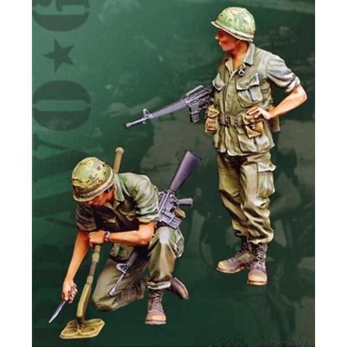 1/35 US Mine Detector Team, Resin Model Soldier GK, WWII military themes, Unassembled and unpainted kit