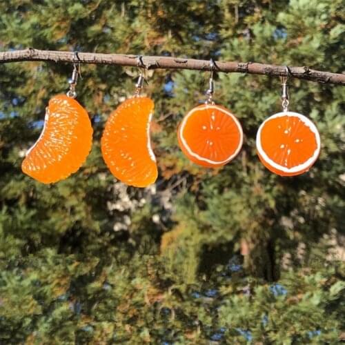 Handmade Large 3D Simulation Cute Fruit Slice lemon orange Earrings Lime Orange earrings Orange Slice food funny drop Earrings