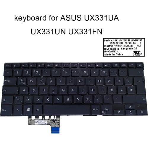 Swiss German keyboard backlight for ASUS ZenBook 13 UX331 UX331F UX331UA UX331UN keyboards SW GR QWERTZ 0KNB0 262JGE00 2629CS00