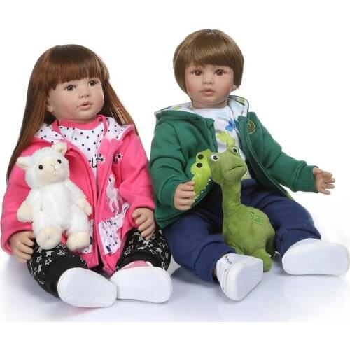 Twins silicone reborn baby dolls toys realista girls 60cm toddler vinyl doll soft body brinquedos 23 inch gift for kids juguetes
