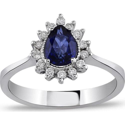 Symbol Gold 1.05 Carat Diamond Sapphire Ring Baguette Chic Jewelry Lover Rings Engagement Anniversary Wedding For Women