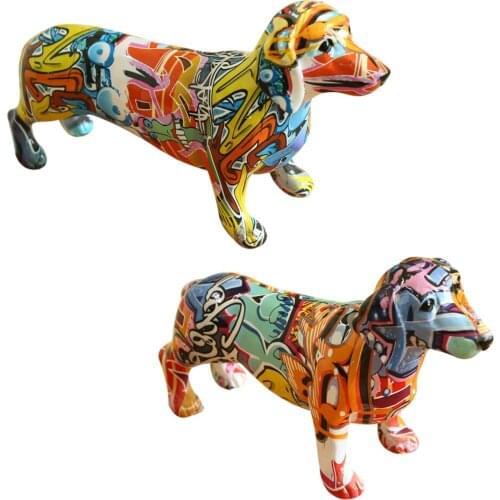 Nordic Dachshund Statue Dog Figurine Home Office Desktop Table Decoration