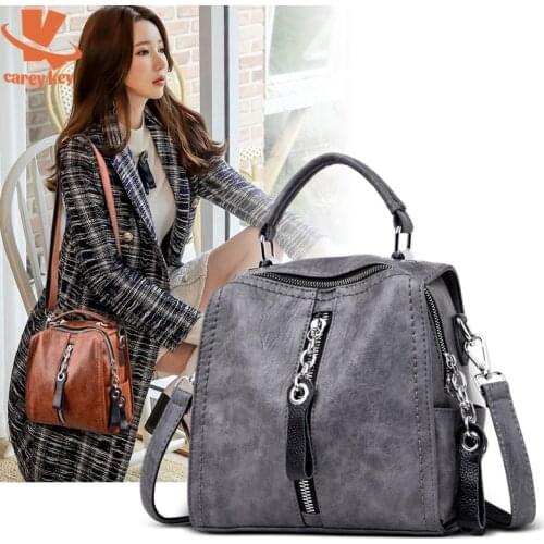 CAREY KEY Luxury Cow Leather Handbags Women Messenger School Bags Totes Tassel Designer Crossbody Shoulder Bag Boston Backpack