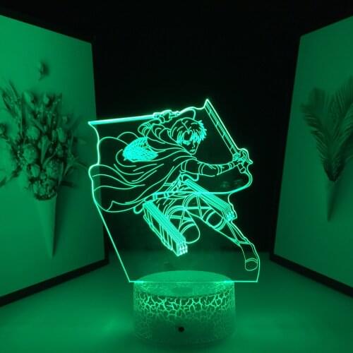 Levi Ackerman LED Night Light Anime Attack on Titan Lamp for Bedroom Decoration Kids Gift Levi Attack on Titan 3D Lamp Dropship