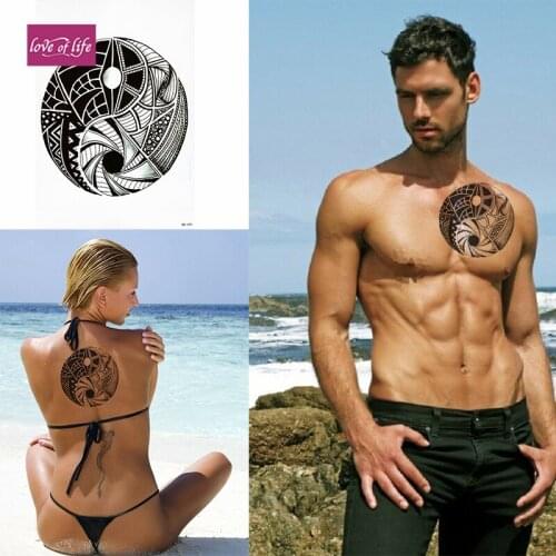 TRIBAL YIN YANG TEMPORARY TATTOO, MAORI, BLACK, MENS, WOMENS, STICKER TATTOO ARM