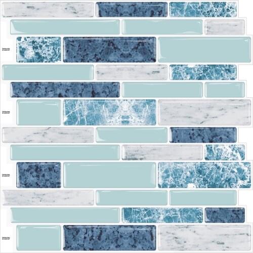 Cocotik 10 Sheets 12*12 Inch Self Adhesive Waterproof Heatproof Vinyl Wallpaper 3D Peel and Stick Mosaic Tiles