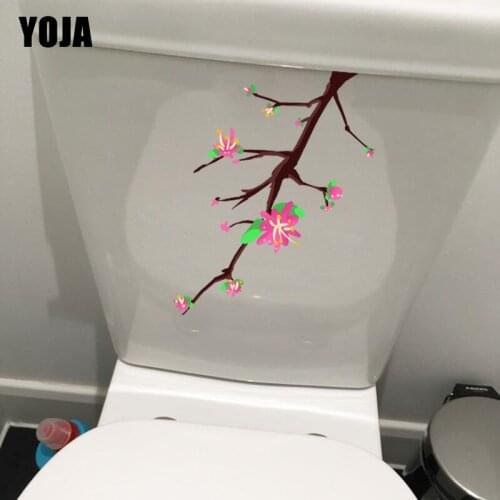 YOJA 17.1*23.4CM Flower Branch Cartoon Bathroon Toilet Sticker Creative Room Wall Decoration T1-0736