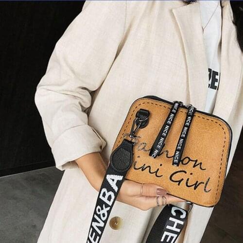 Lady Korean Shell Crossbody Bag All-Match Wide Shoulder Strap Shiny Letter Bags High Quality Large Capacity Woman Bags
