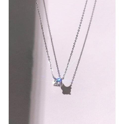 S925 Sterling Silver Inlaid Diamond Necklace Simple Net Red Design Temperament Female Clavicle Chain