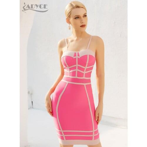 Adyce New Summer Spaghetti Strap Club Bandage Dress For Women Sexy Sleeveless Striped Celebrity Evening Runway Party Dress 2021