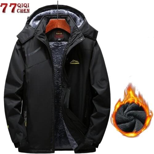 Winter Fleece Jacket Men Thick Velvet Warm Parka Casual Hooded Coats Waterproof Windproof Mountain Military Jacket 5XL Overcoat