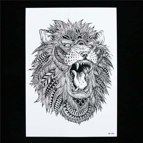 1 Sheet Waterproof Large Temporary Tattoo Sticker HB496 Women Men Body Arm Leg Art Water Transfer King of Forest Lion Tattoo Hot
