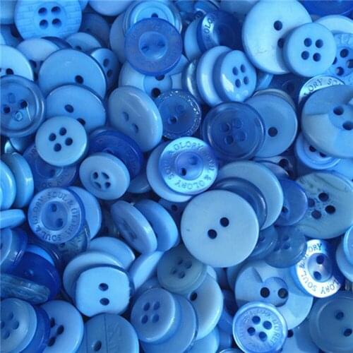 100g/pack Mixed Blue Resin Buttons Arts Crafts Card Making Scrapbooking Sewing Accessories Embellishments 9-20mm