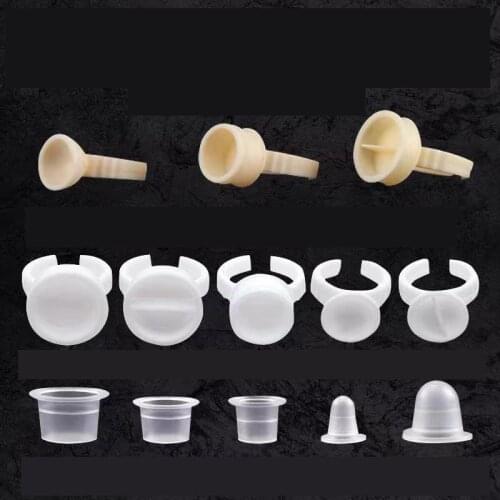 100pcs Silicone/Plastic Tattoo Ink Cup Holder Disposable Eyebrow Makeup Pigment Container Caps Tools for Microblading Supplies