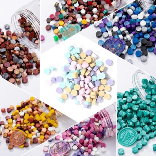 100pcs Vintage Octagonal Mixing Color Sealing Wax Beads for DIY Crafts Envelope Wedding Postcard Wax Seal Stamp Tablet Pill
