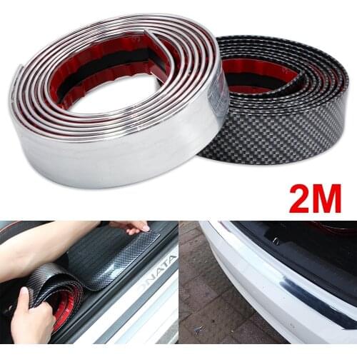 2M Carbon Fiber Rubber Styling Mouldings DIY Soft Trim Bumper Strip Door Sill Protector Edge Guard Car Stickers Accessories