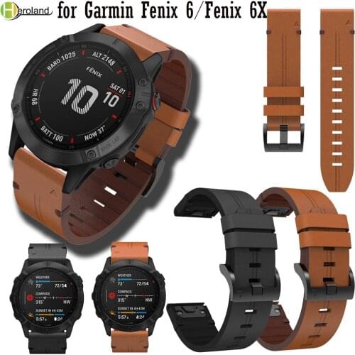 22mm 26mm Quick Release leather Watchband bracelet for Garmin Fenix 6 5 / Fenix 6X pro 3 3 HR Smart Watchband Easyfit Wriststrap