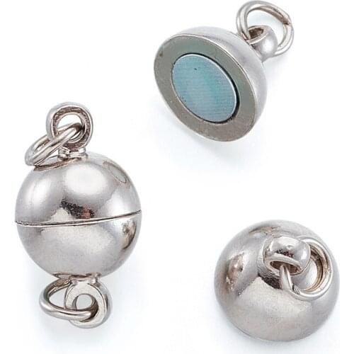 5 Sets Brass Round Magnetic Clasps Hooks Findings with Jump Rings for Leather Bracelets Necklace DIY Jewelry Making 14x8mm