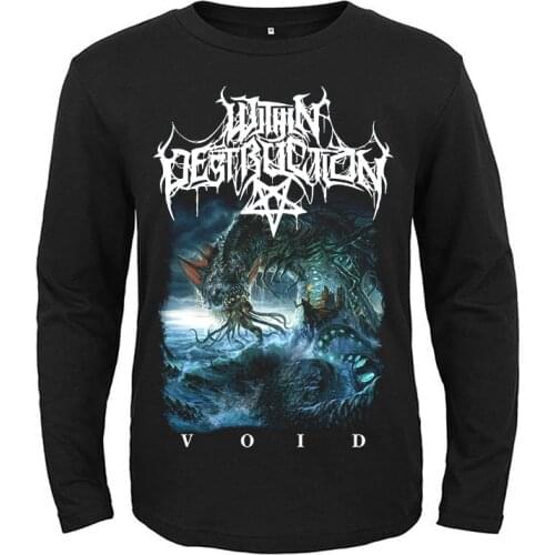 5 Designs Horrible Sea Monster Within Destruction Rock Band Punk Rocker Men Women Full Long Sleeves Shirt Heavy Metal Black Tee