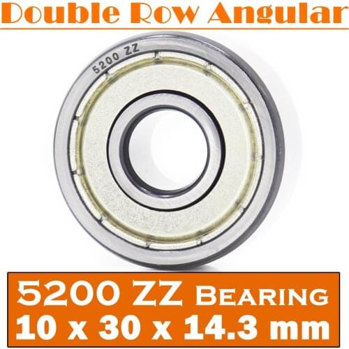 5200 ZZ Bearing 10 x 30 x 14.3 mm ( 1 PC ) Axial Double Row Angular Contact 5200ZZ 3200 ZZ 3056200 Ball Bearings