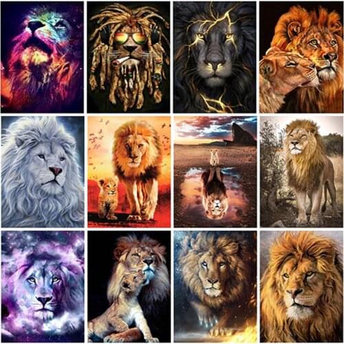 Diamond Painting Full Round 5D Lion Rhinestones Art Diamond Embroidery Cross Stitch Animals Handwork Hobby Gift Home Decor