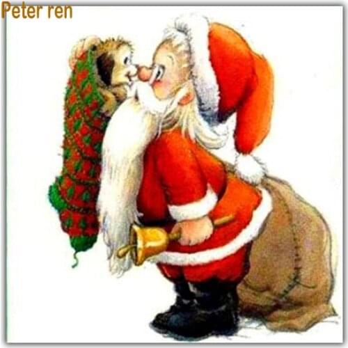 Diamond painting cross stitch Square\Round diamond mosaic Rhinestone crystal Full Diamond embroidery "Red clothes old man puppy"