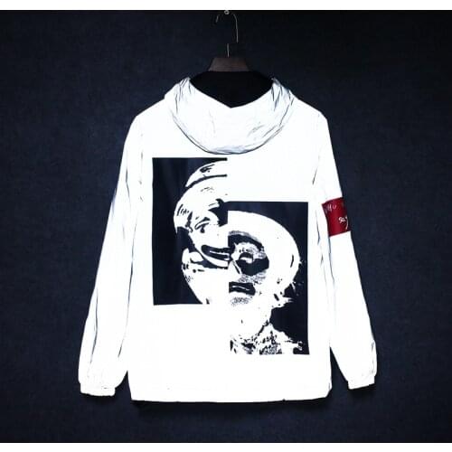 April MOMO 2021 Autumn Hip Hop Casual Clown Thin Reflective Jacket Jacket Teenager Student Couple Hooded Tide