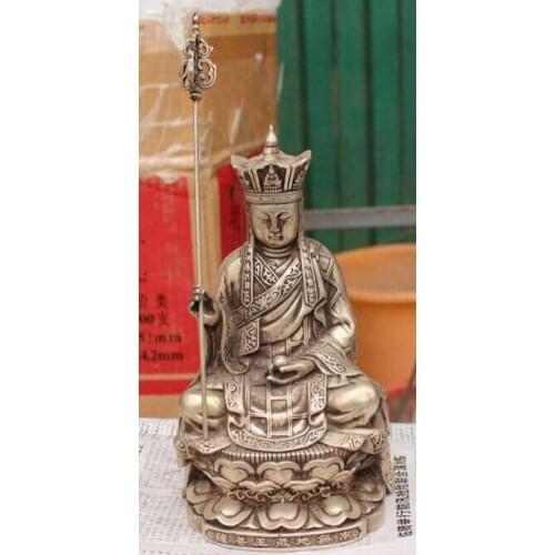 FREE SHIPPING 8" Silver Tang Seng San Zang Ksitigarbha Monk Buddha Phurpa Dagger Statue