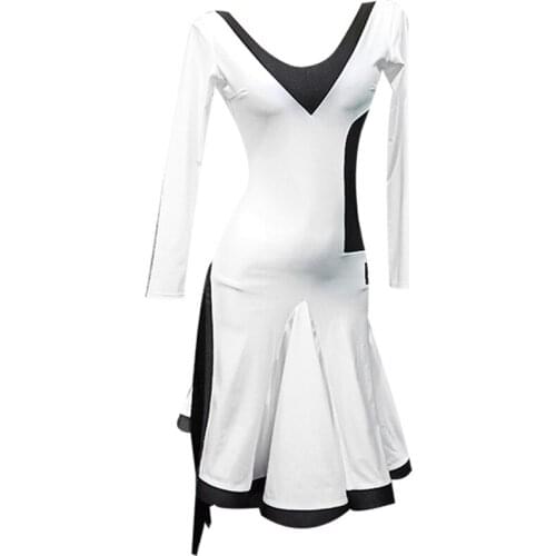 Open back Black-white Latin Dance Dress Girls Women Samba Dance Costumes Clothes For Salsa Ballroom Dancing Dresses Wear