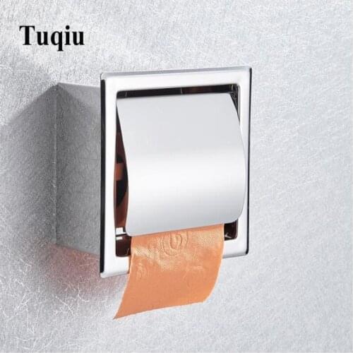 Chrome Stainless Steel Concealed Install Toilet Paper Holder Inside Wall Mounted Bathroom Roll Tissue Paper Rack