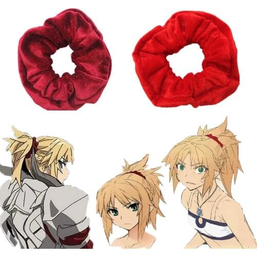 FGO Fate Apocrypha Cosplay Headwear Rubber band Servant Saber Mordred Blonde Ponytail Braids Synthetic Hair ring Hairtie Props