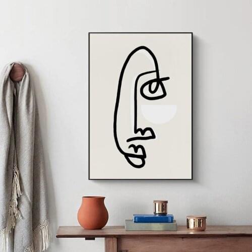 Face Illustration One Line Drawing Abstract Painting Prints Boho Minimal Poster Gallery Wall Art Canvas Picture Bedroom Decor
