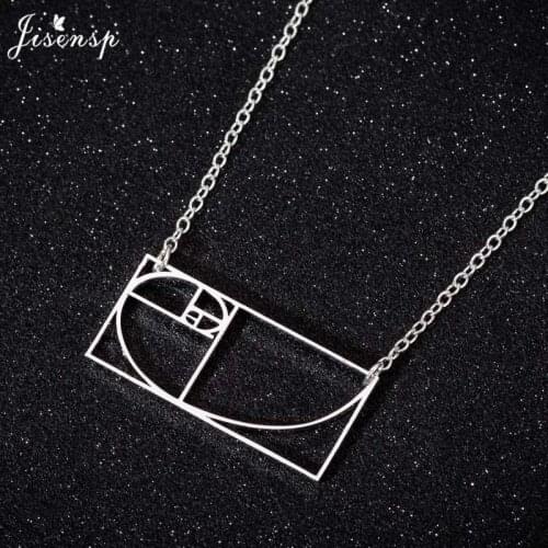 Jisensp Trendy Geometric Golden Ratio Pendant Necklace Mathematical Necklaces & Pendants Jewelry for Women Teacher Gift