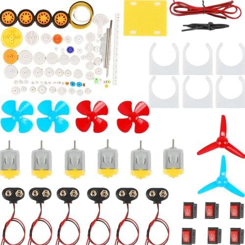 6 Set 130 DC Motor Kit 6V 12500rpm Mini Electric Motor Set for DIY with Battery Clip Connect 78pcs Plastic Gear Boat Rocker Swit