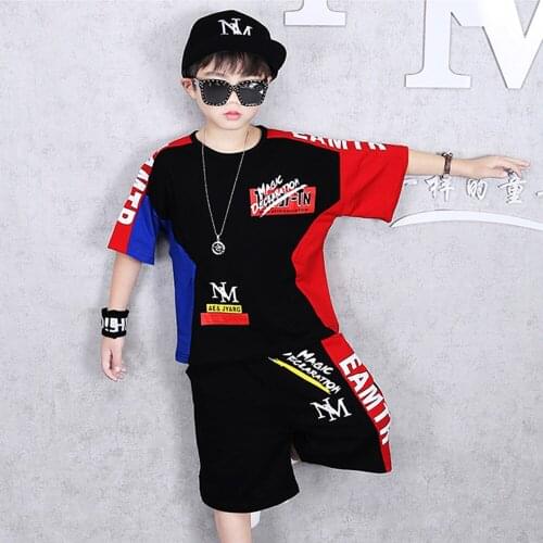 Boys Summer Clothes Children 10 18 Years Old Plus Size Pants And Short Sleeve Fertilizer Suit Clothing For Kids Gothic Fashion