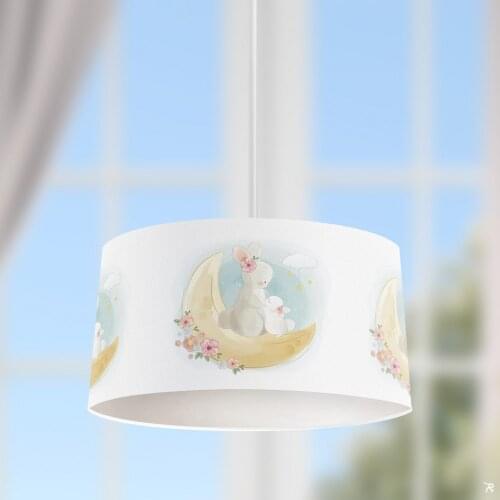Rabbits on the Moon Printing Patterned Kids Baby Room Bedroom Light Pendant Lamp Chandelier