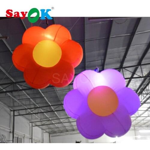 2018 Hot sale colorful RGB led lighting hanging inflatable plum flower decoration for wedding party stage club