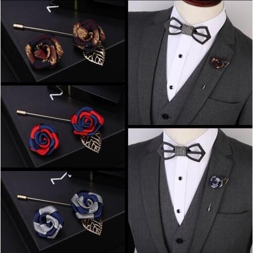 Korean Fabric Rose Brooch Men Suit Shirt Long Needle Lapel Pin and Brooches Scarf Buckle Badge for Women Fashion Jewelry