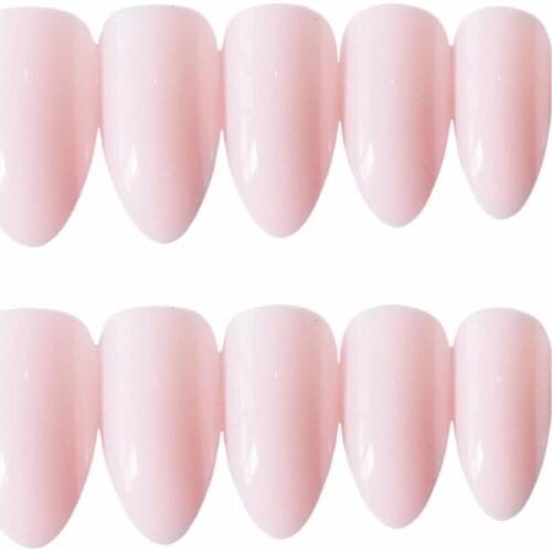 False Nails Light Pink Pointed Wearing Nail Art Pattern 24 Nail Stickers Finished Nail With Glue